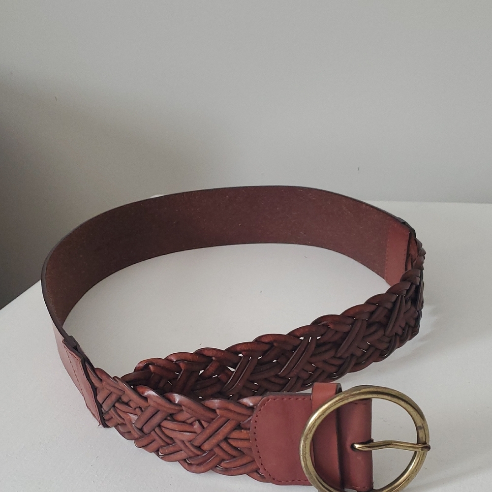 'LOFT' Ladies Braided Brown Leather Belt